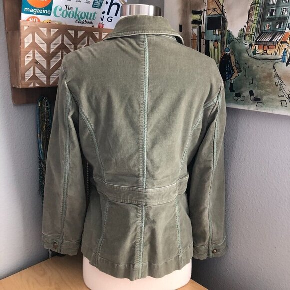 J. Jill Baleaf Military Moss Green Corduroy Blazer Jacket - Moto - Picture 4 of 10